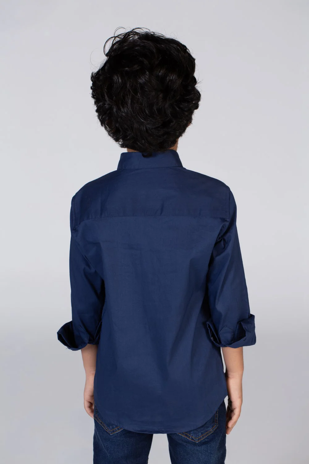 Boys Classic Plain Poplin Lycra Shirt With Button Front - Image 8