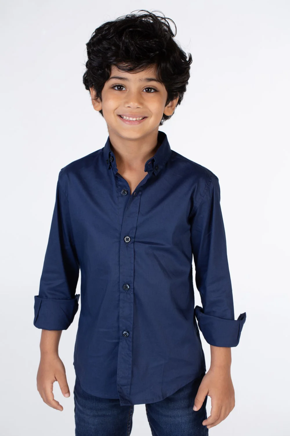 Boys Classic Plain Poplin Lycra Shirt With Button Front - Image 9