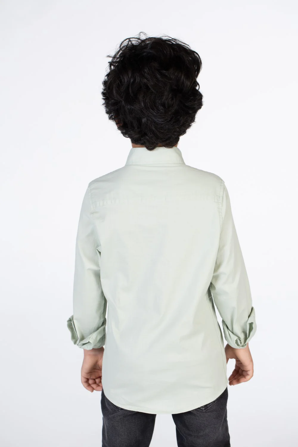 Boys Classic Plain Poplin Shirt With Button Front - Image 7