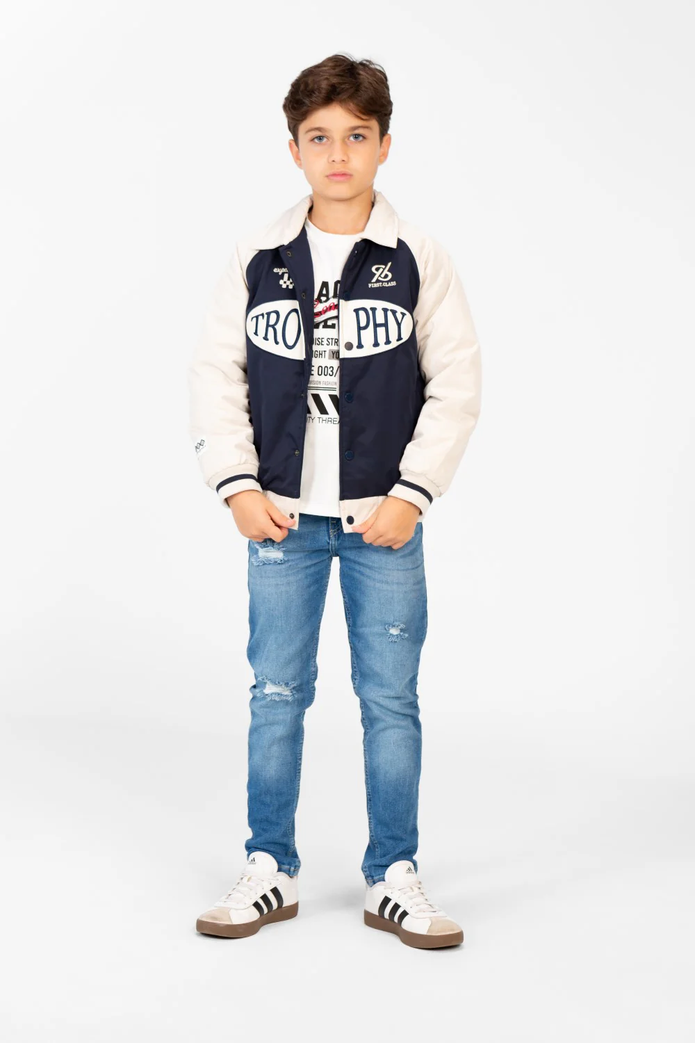 Boy's Color Block Jacket With Front Print - Image 8