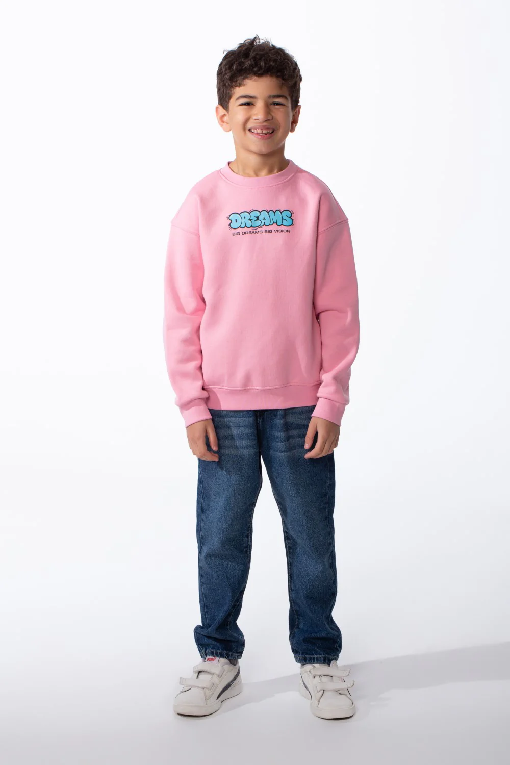 Boy's Comfortable Crew Neckline Dropped Shoulders Vibrant Cyan Bubble Graphic Oversize Sweatshirt - Image 11