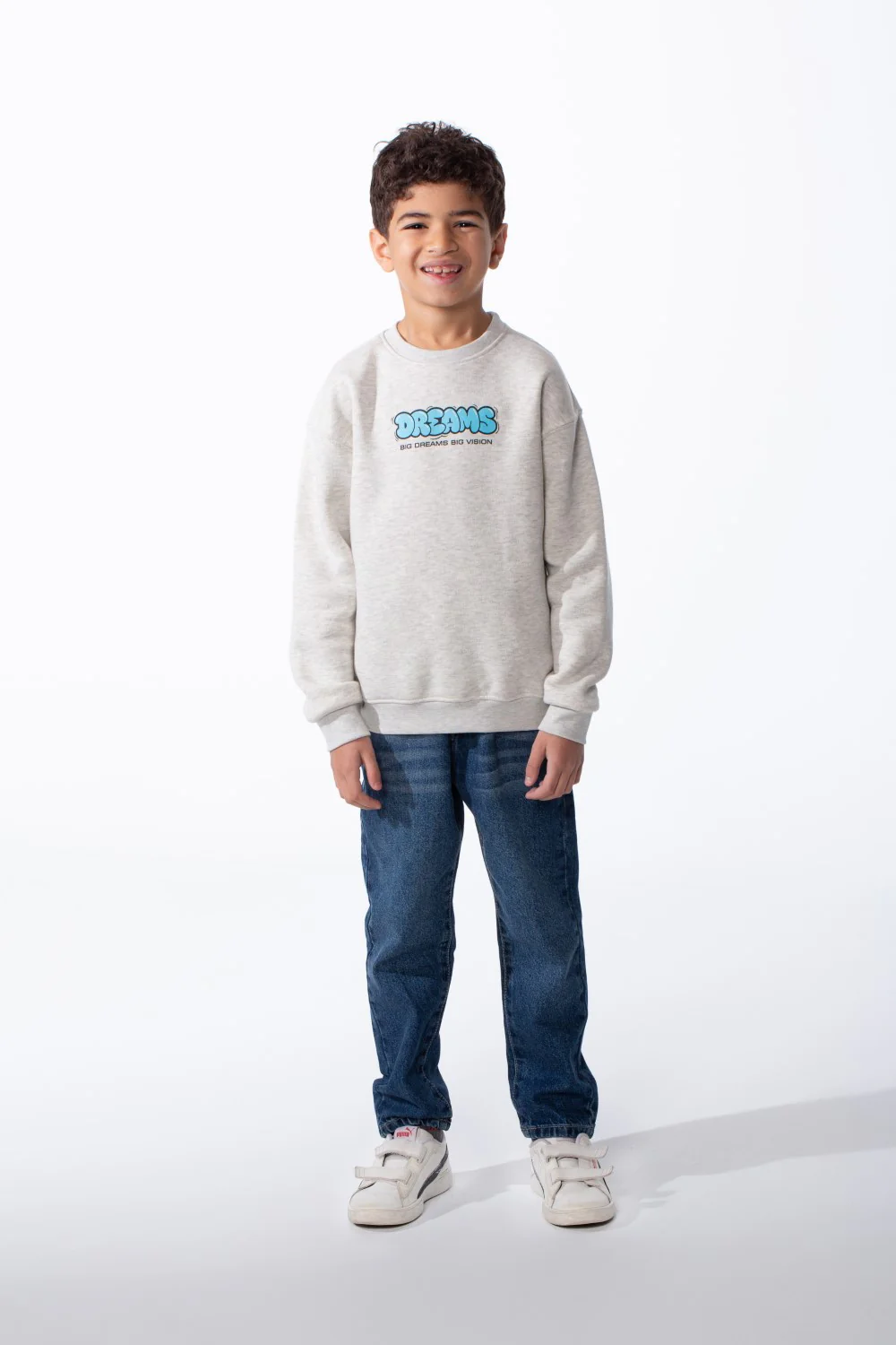 Boy's Comfortable Crew Neckline Dropped Shoulders Vibrant Cyan Bubble Graphic Oversize Sweatshirt - Image 19