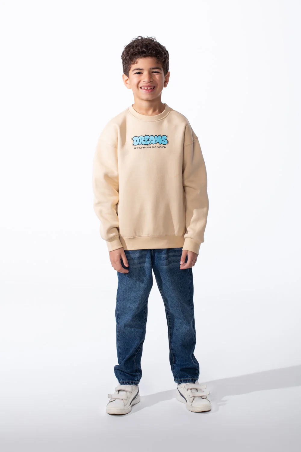 Boy's Comfortable Crew Neckline Dropped Shoulders Vibrant Cyan Bubble Graphic Oversize Sweatshirt - Image 3