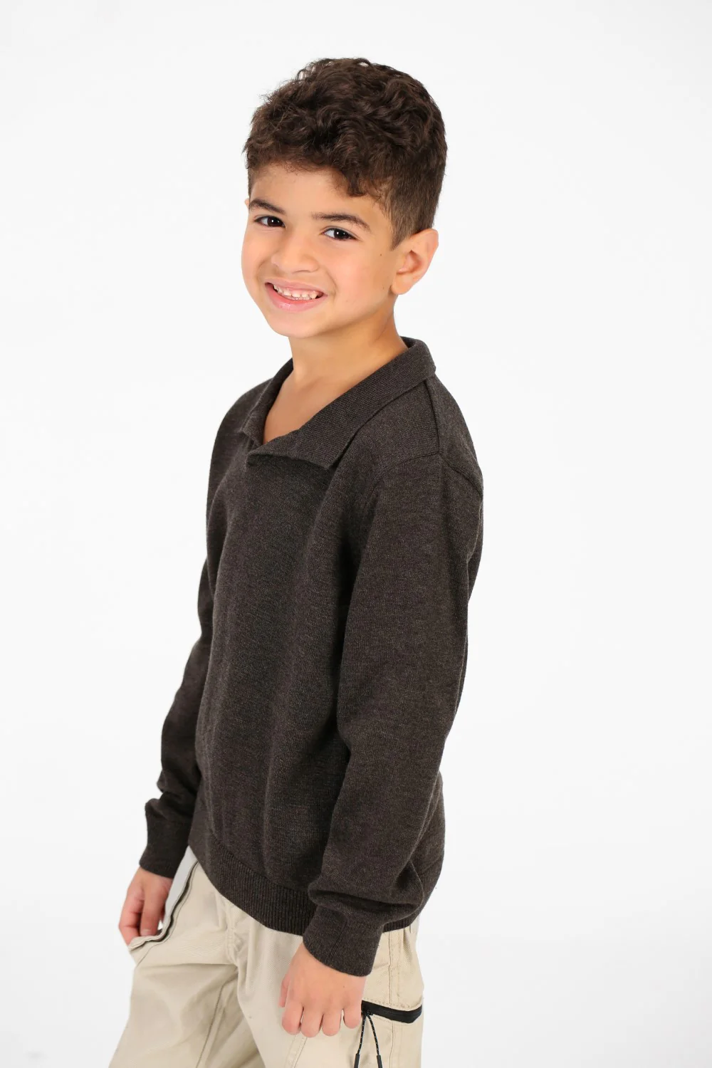 Boy's Cotton Long sleeves Polo Pullover Sweater - Image 3