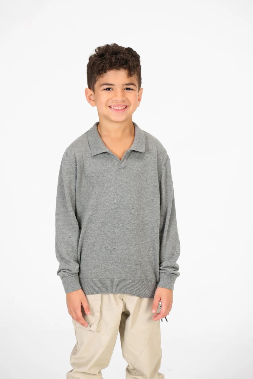 Boy's Cotton Long sleeves Polo Pullover Sweater - Image 5