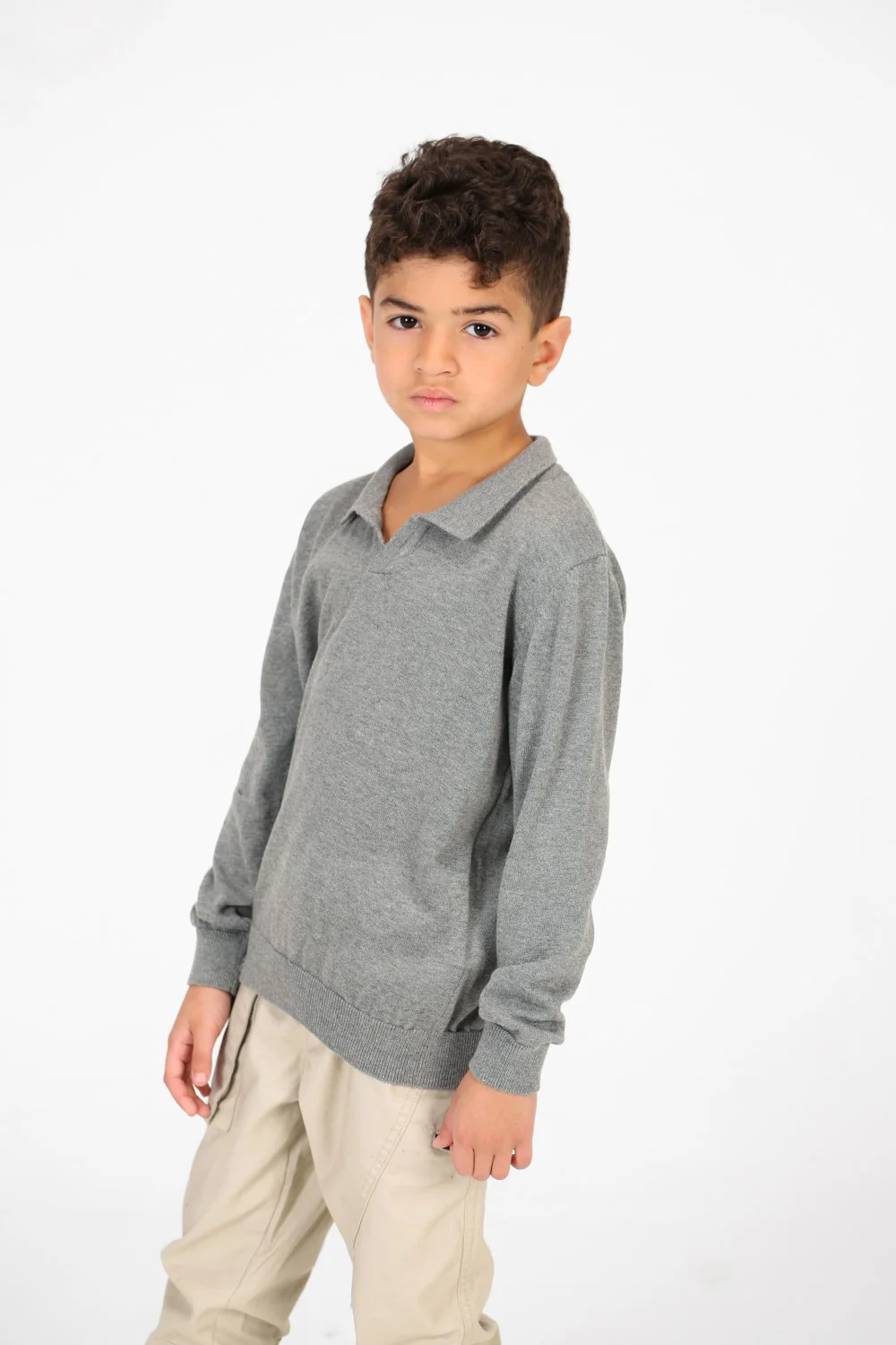 Boy's Cotton Long sleeves Polo Pullover Sweater - Image 7