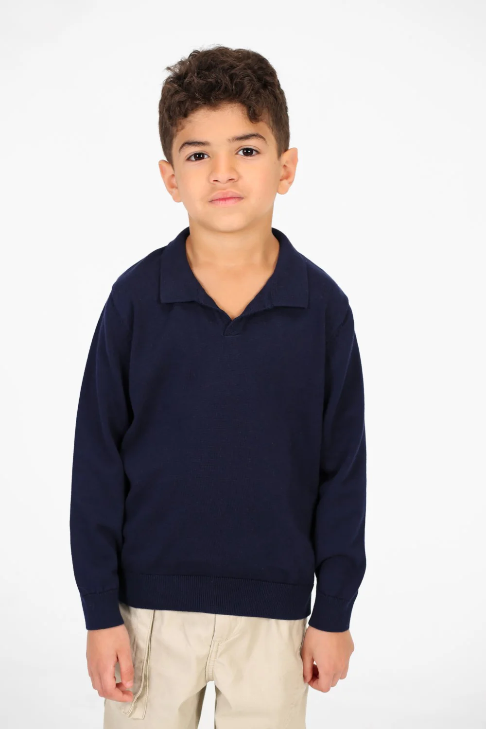 Boy's Cotton Long sleeves Polo Pullover Sweater - Image 9