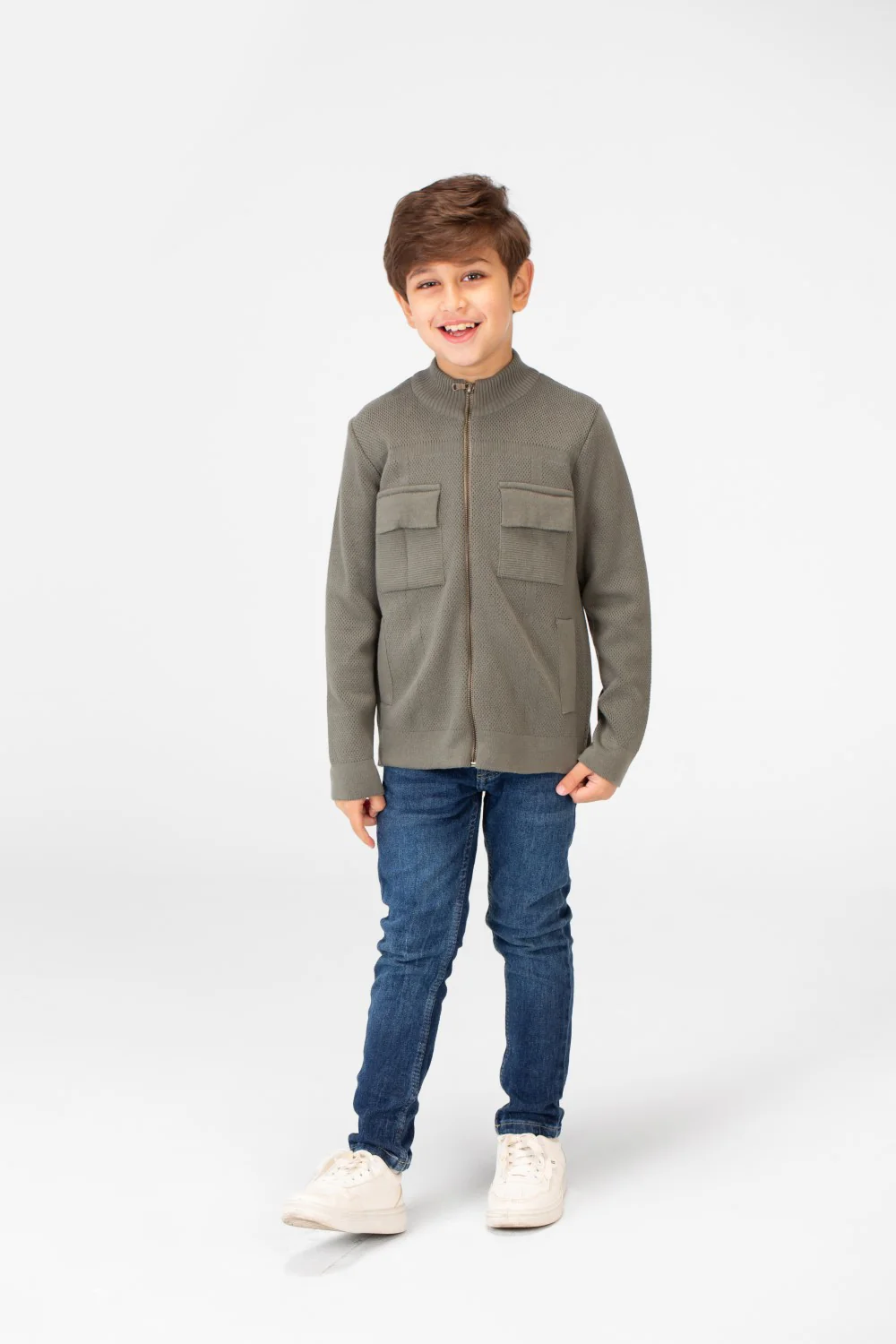Boy's Cotton Pullover With Full Zip Closure And Pockets - Image 16