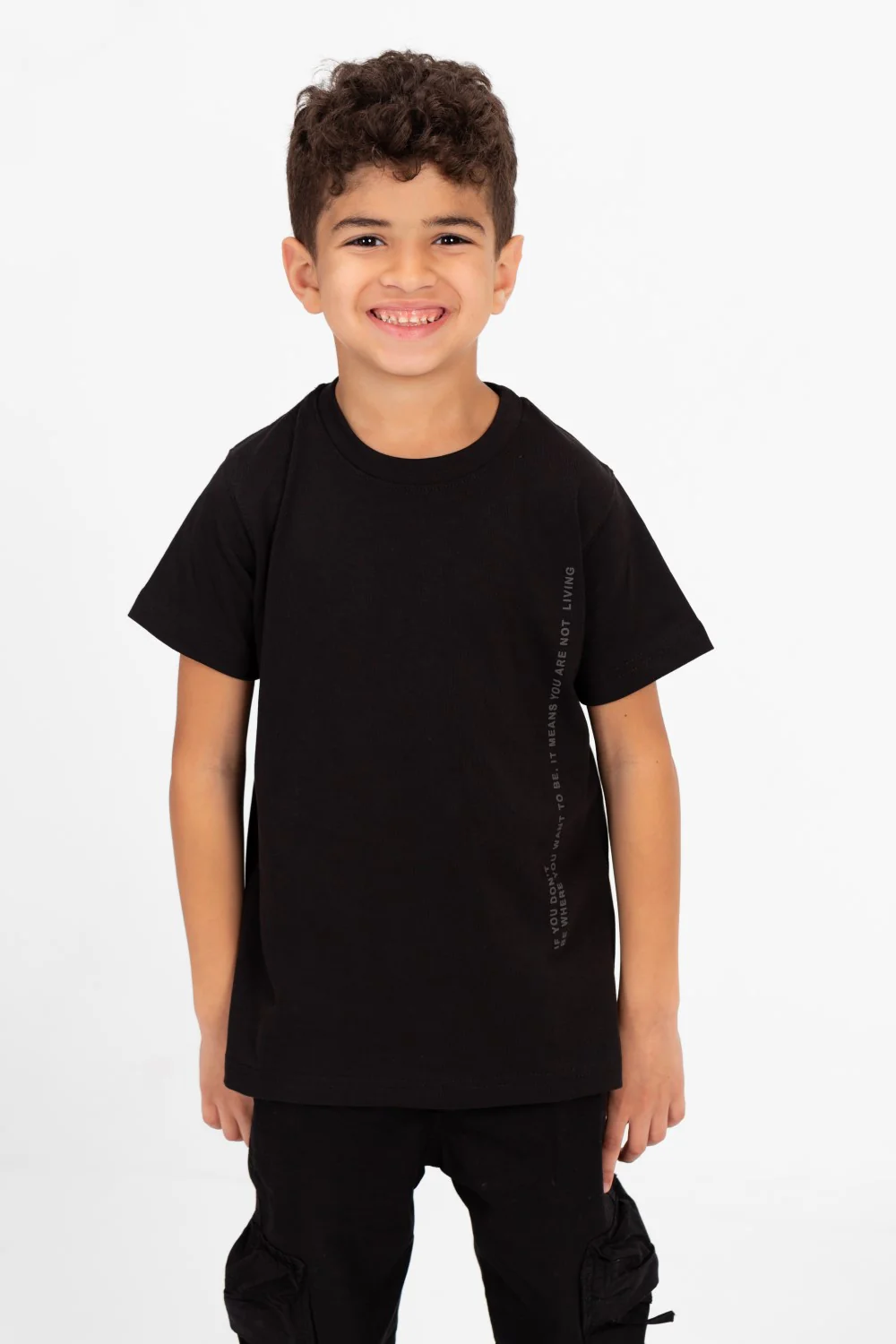 Boy's Crew Neck Basic T-Shirt with Text Print