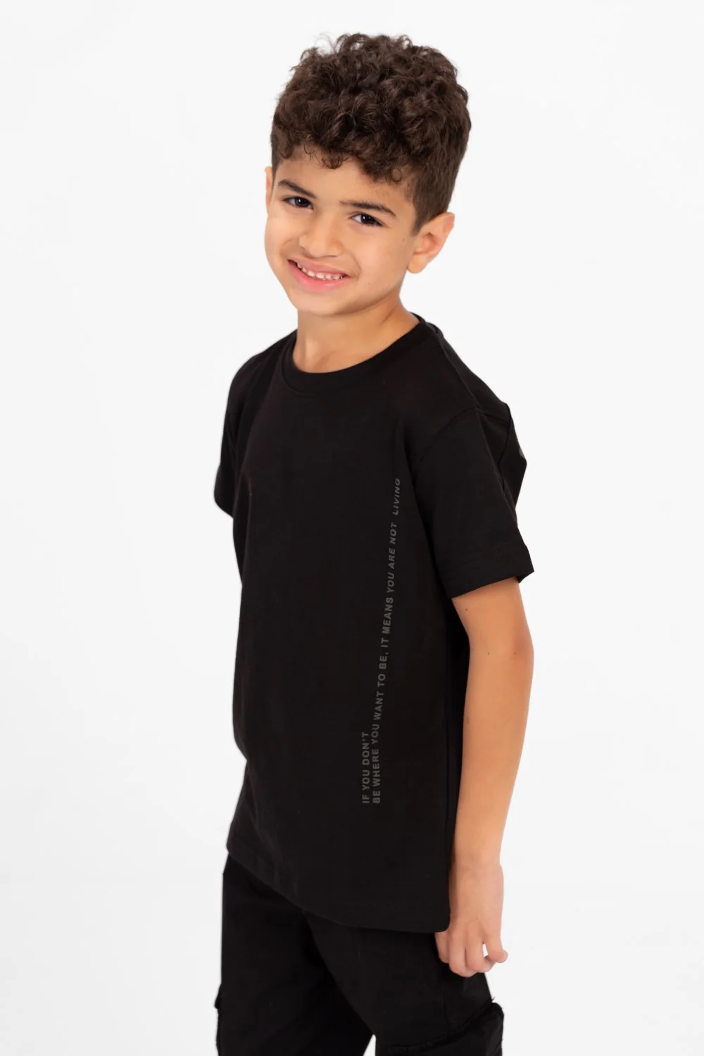 Boy's Crew Neck Basic T-Shirt with Text Print - Image 3