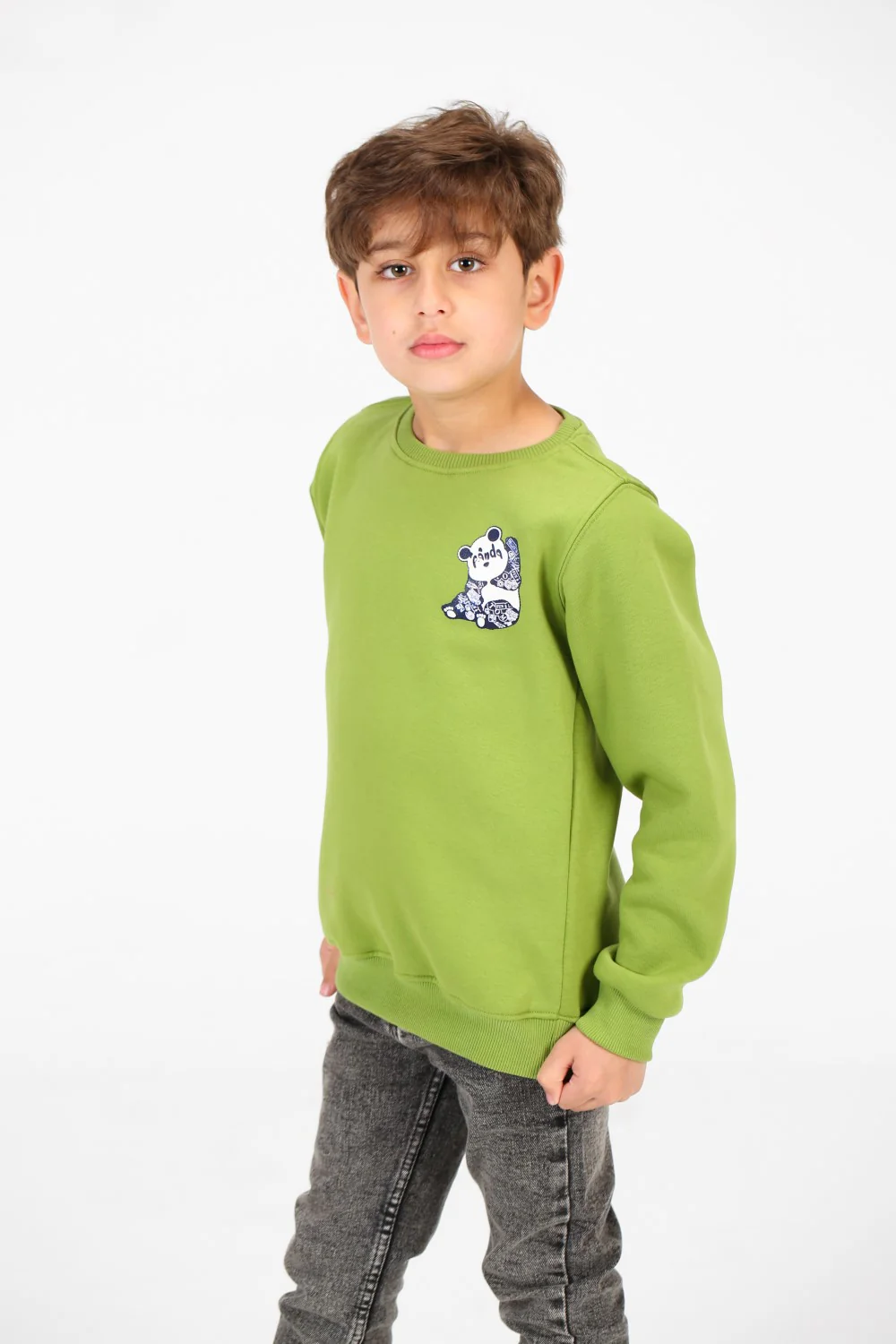 Boy's Crew Neck Panda Print Sweatshirt - Image 3