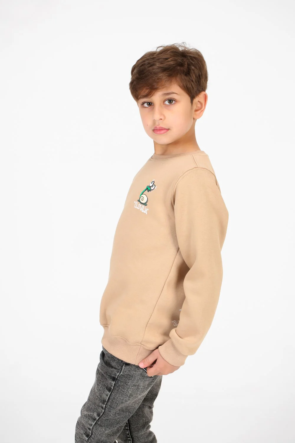Boy's Crew Neck Printed Melton Sweatshirt - Image 3