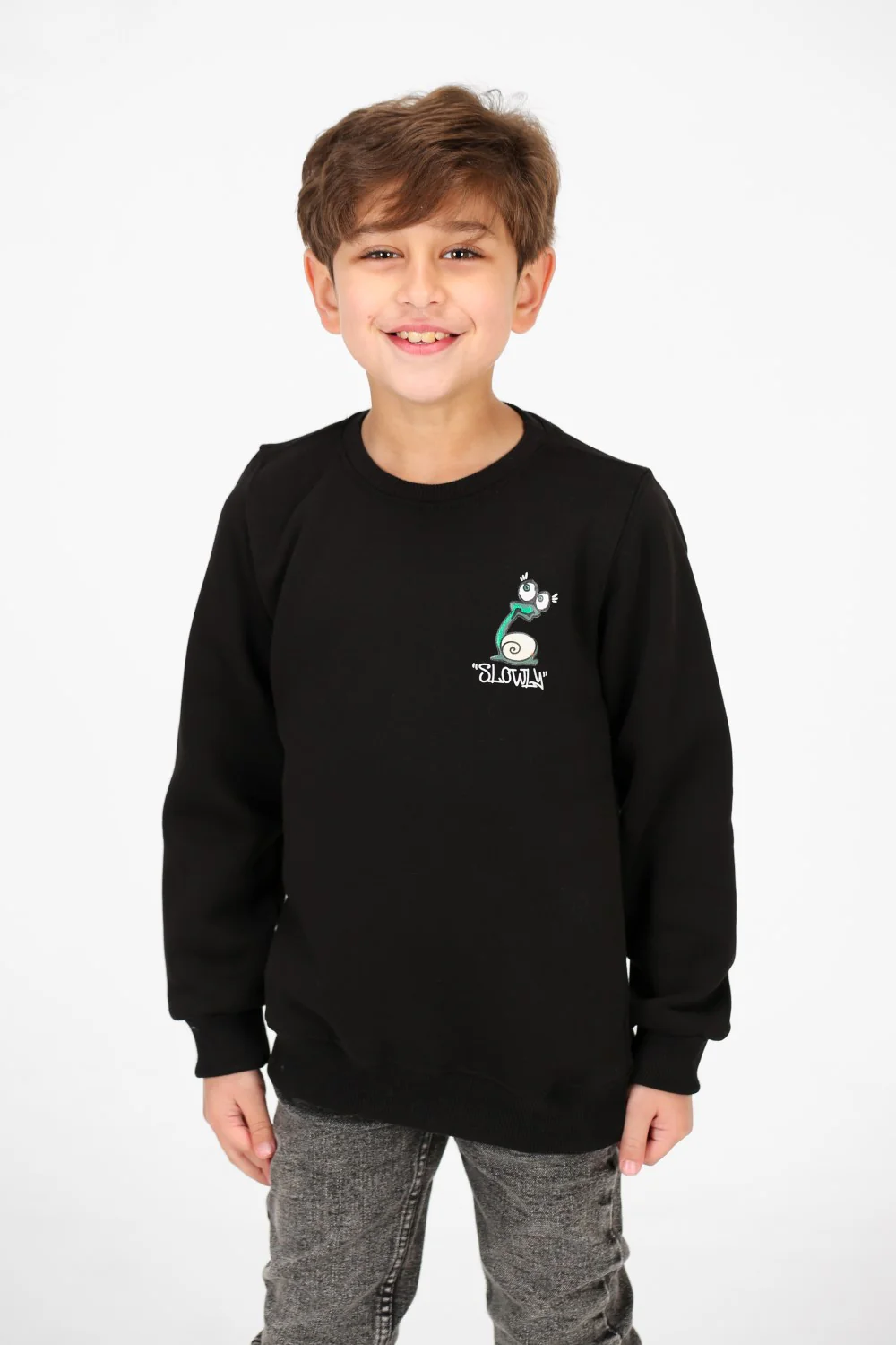 Boy's Crew Neck Printed Melton Sweatshirt - Image 5