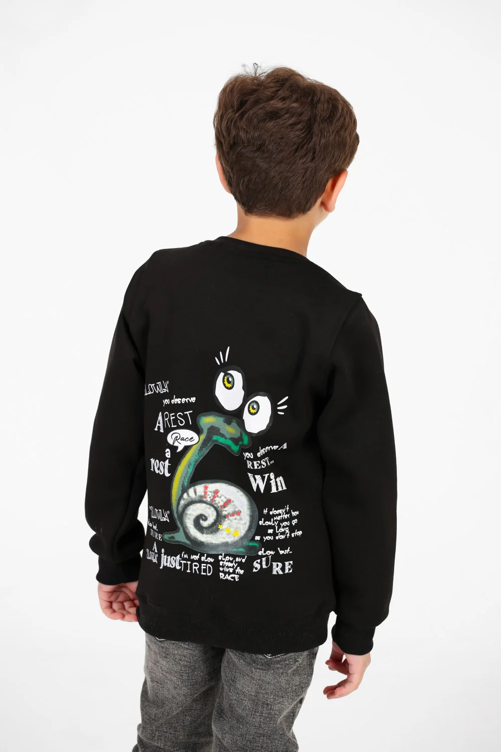 Boy's Crew Neck Printed Melton Sweatshirt - Image 6