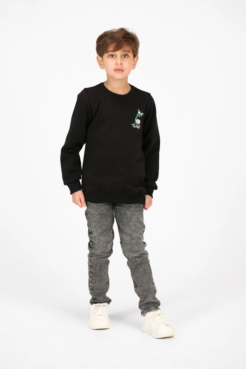 Boy's Crew Neck Printed Melton Sweatshirt - Image 8