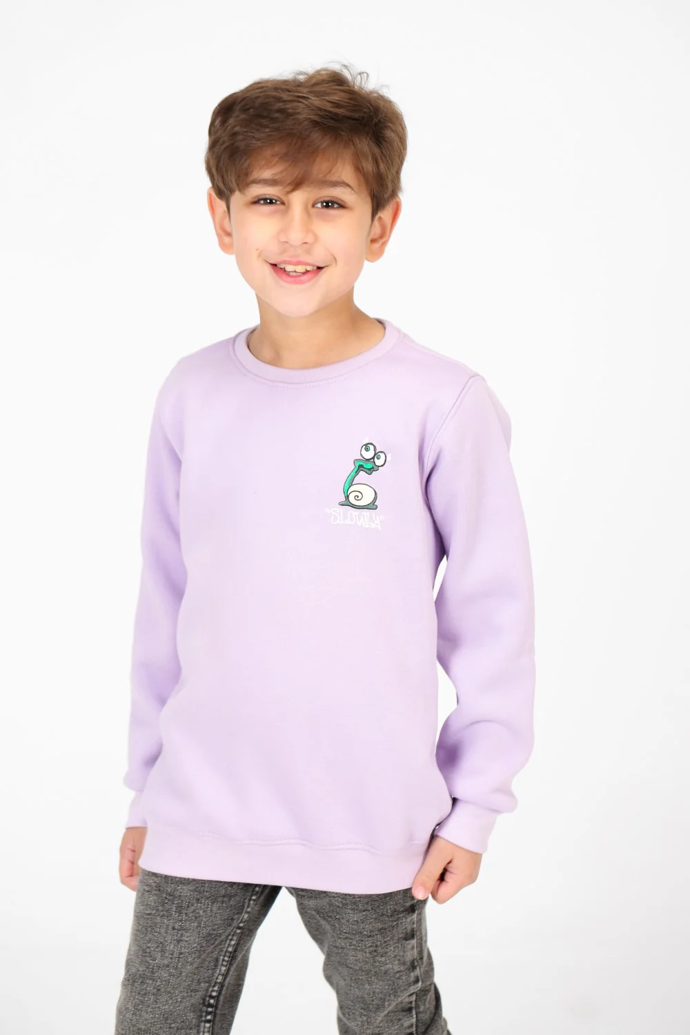 Boy's Crew Neck Printed Melton Sweatshirt - Image 9