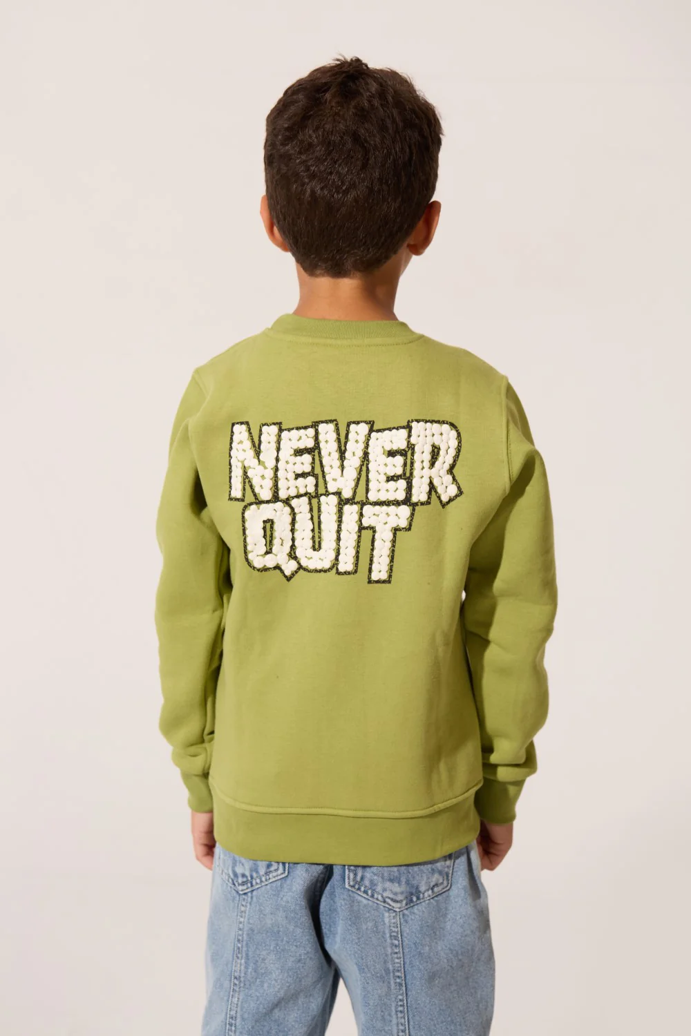 Boy's Crew Neck Slim Fit Printed Melton Sweatshirt With Long Sleeves - Image 10