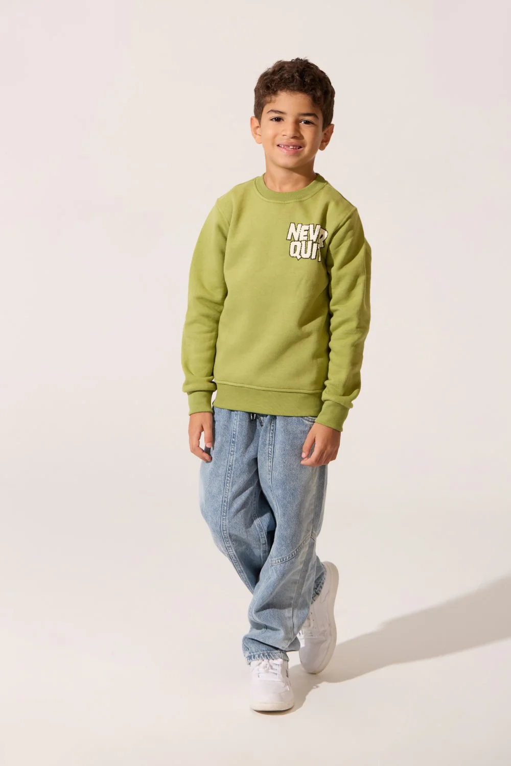 Boy's Crew Neck Slim Fit Printed Melton Sweatshirt With Long Sleeves - Image 12