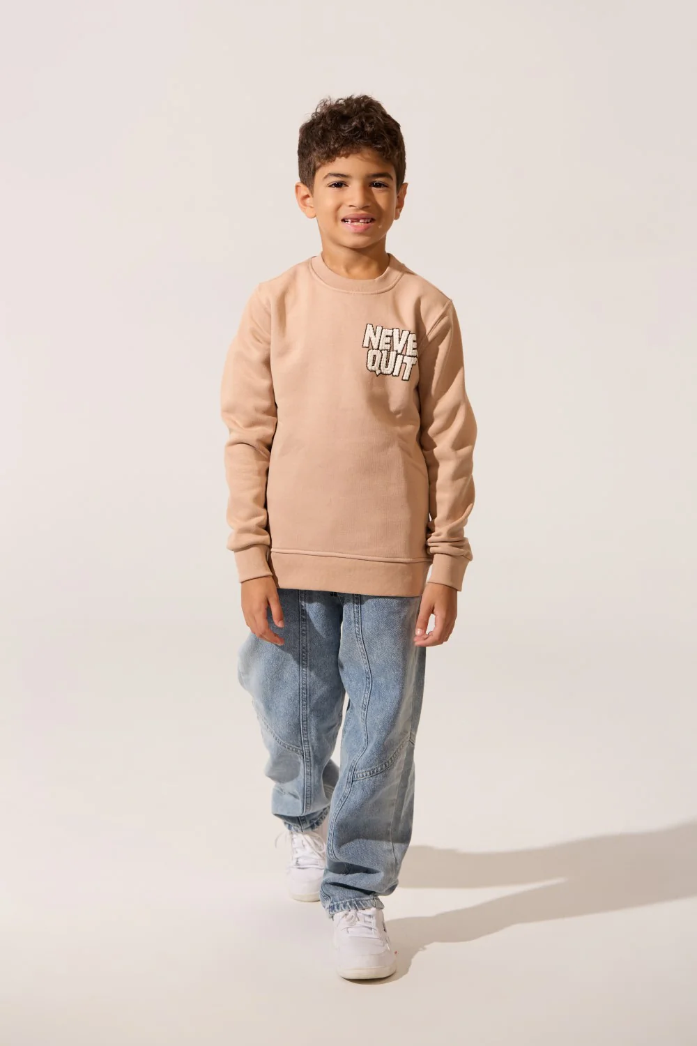Boy's Crew Neck Slim Fit Printed Melton Sweatshirt With Long Sleeves - Image 4