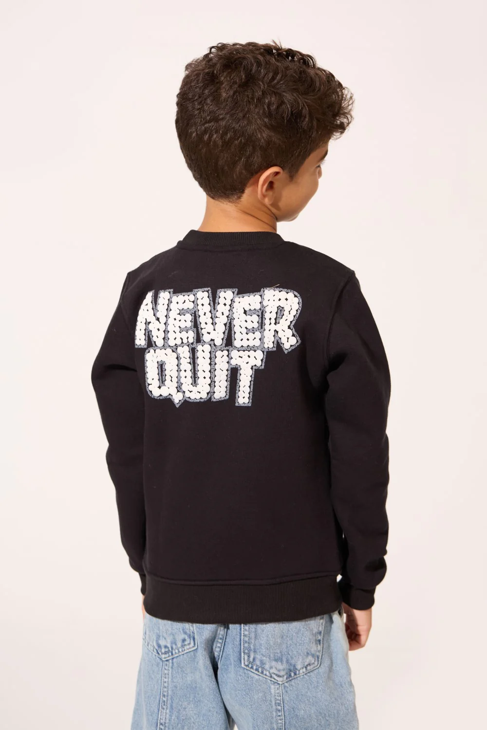 Boy's Crew Neck Slim Fit Printed Melton Sweatshirt With Long Sleeves - Image 6