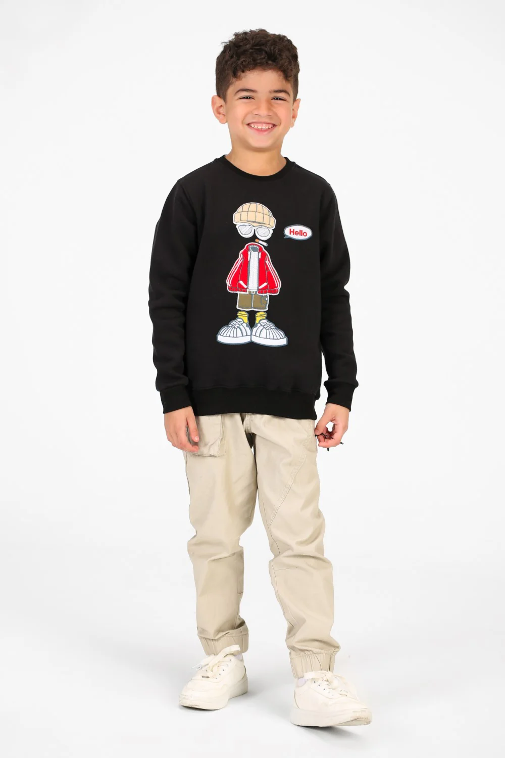 Boy's Crew Neck Sweatshirt With Graphic Print On The Front - Image 4