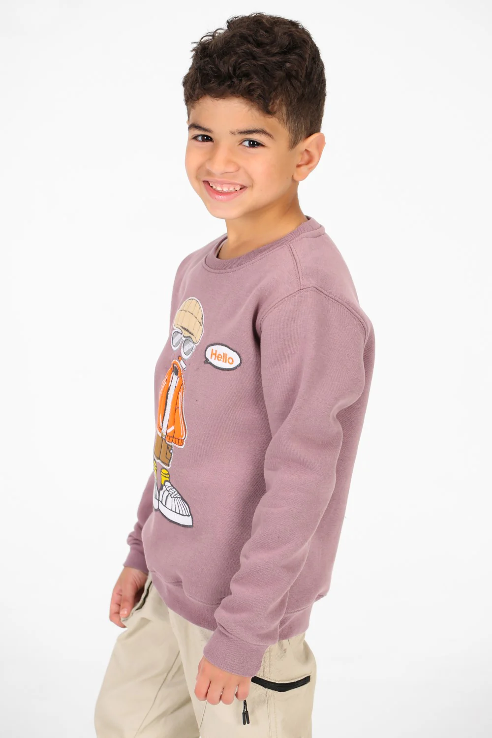 Boy's Crew Neck Sweatshirt With Graphic Print On The Front - Image 7