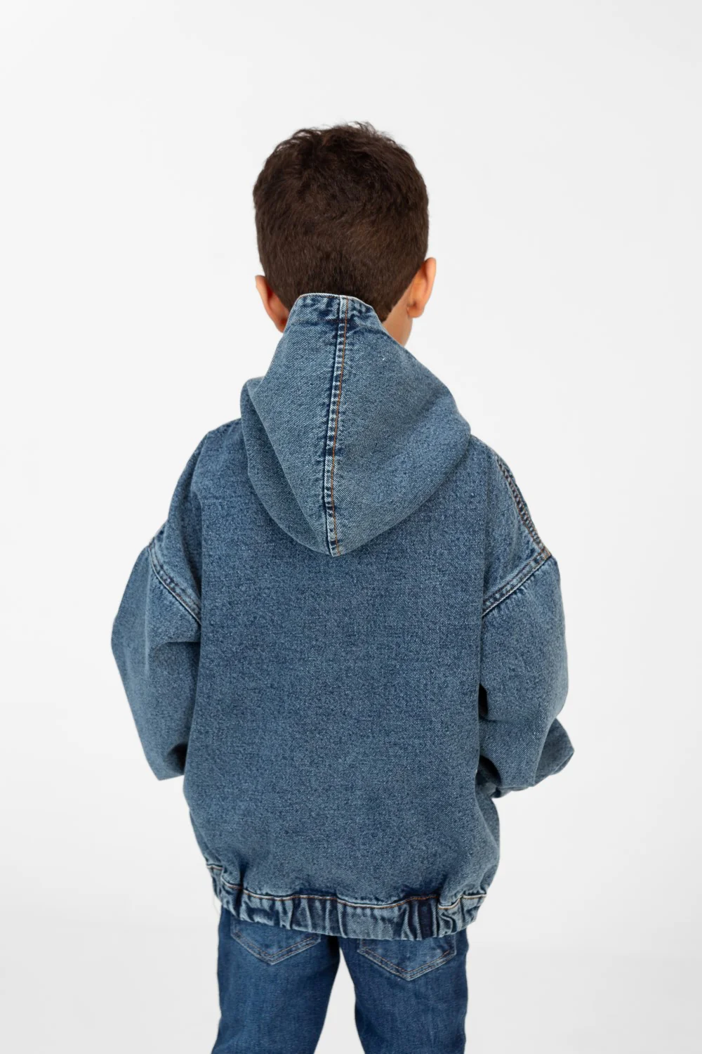 Boy's Denim Hood Jacket With Full Zipper And Pockets - Image 2