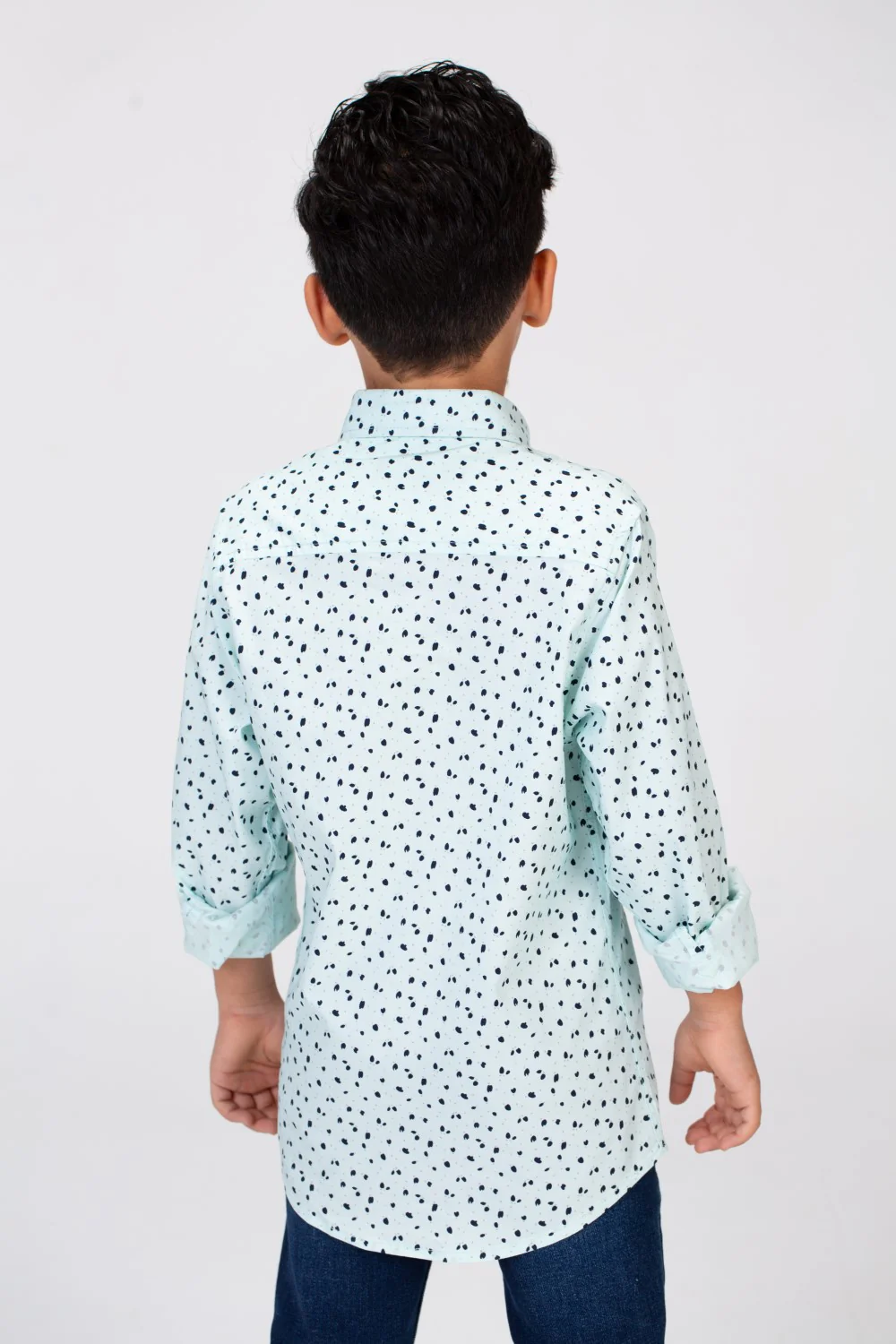 Boys Dotted Shirt With Long Sleeves And Printed Poplin Material - Image 5