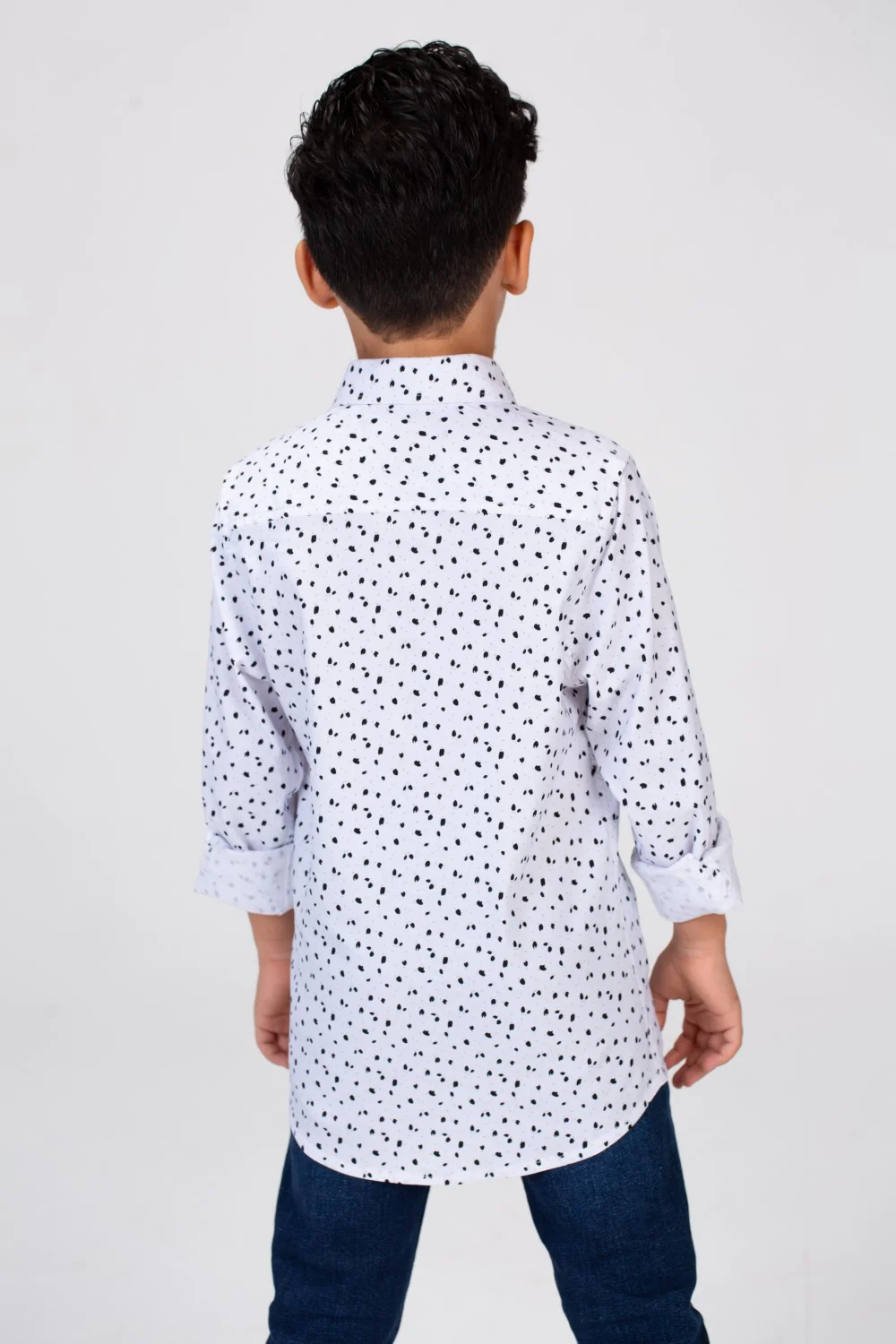 Boys Dotted Shirt With Long Sleeves And Printed Poplin Material - Image 8