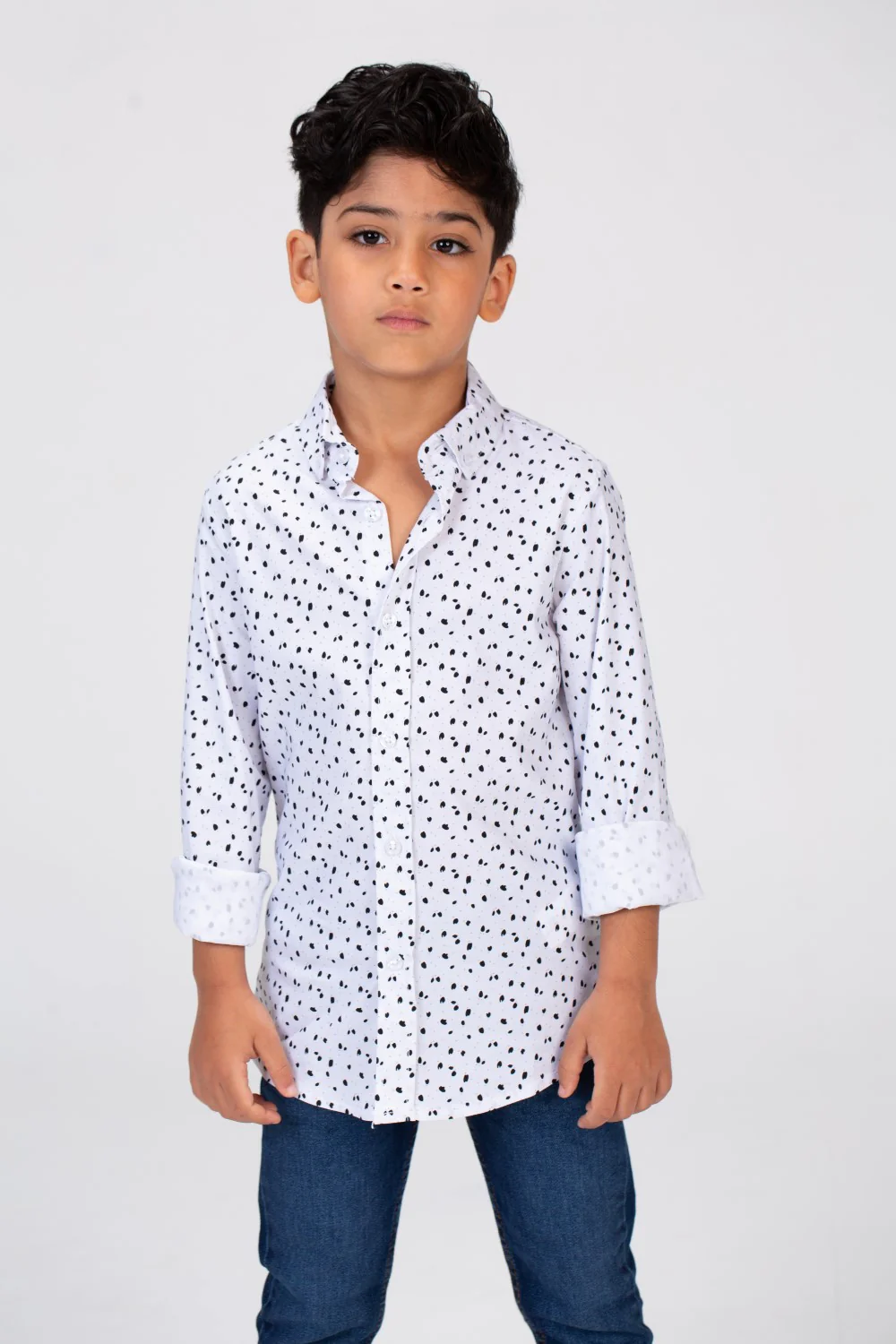 Boys Dotted Shirt With Long Sleeves And Printed Poplin Material - Image 9