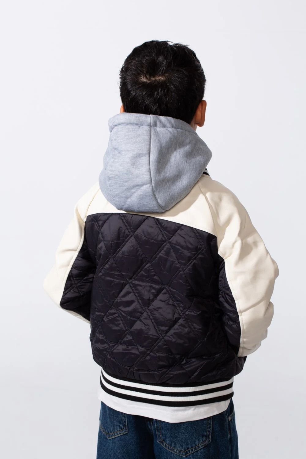 Boy's Double Layer Melton Hood Water Proof Baseball Varsity Jacket - Image 2