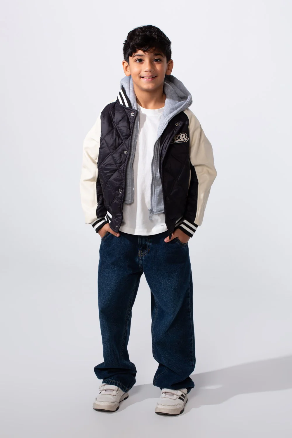 Boy's Double Layer Melton Hood Water Proof Baseball Varsity Jacket - Image 3