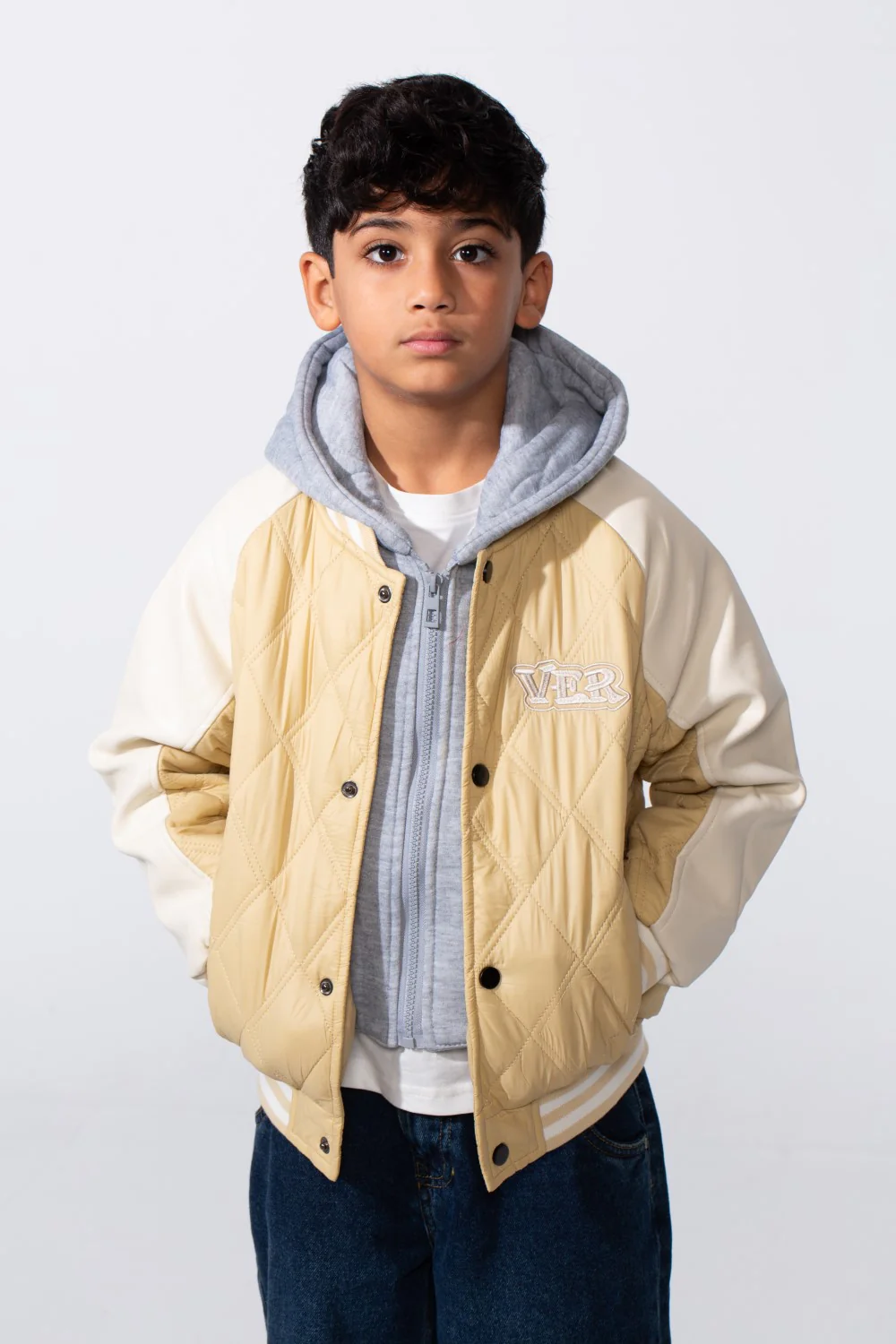 Boy's Double Layer Melton Hood Water Proof Baseball Varsity Jacket - Image 5
