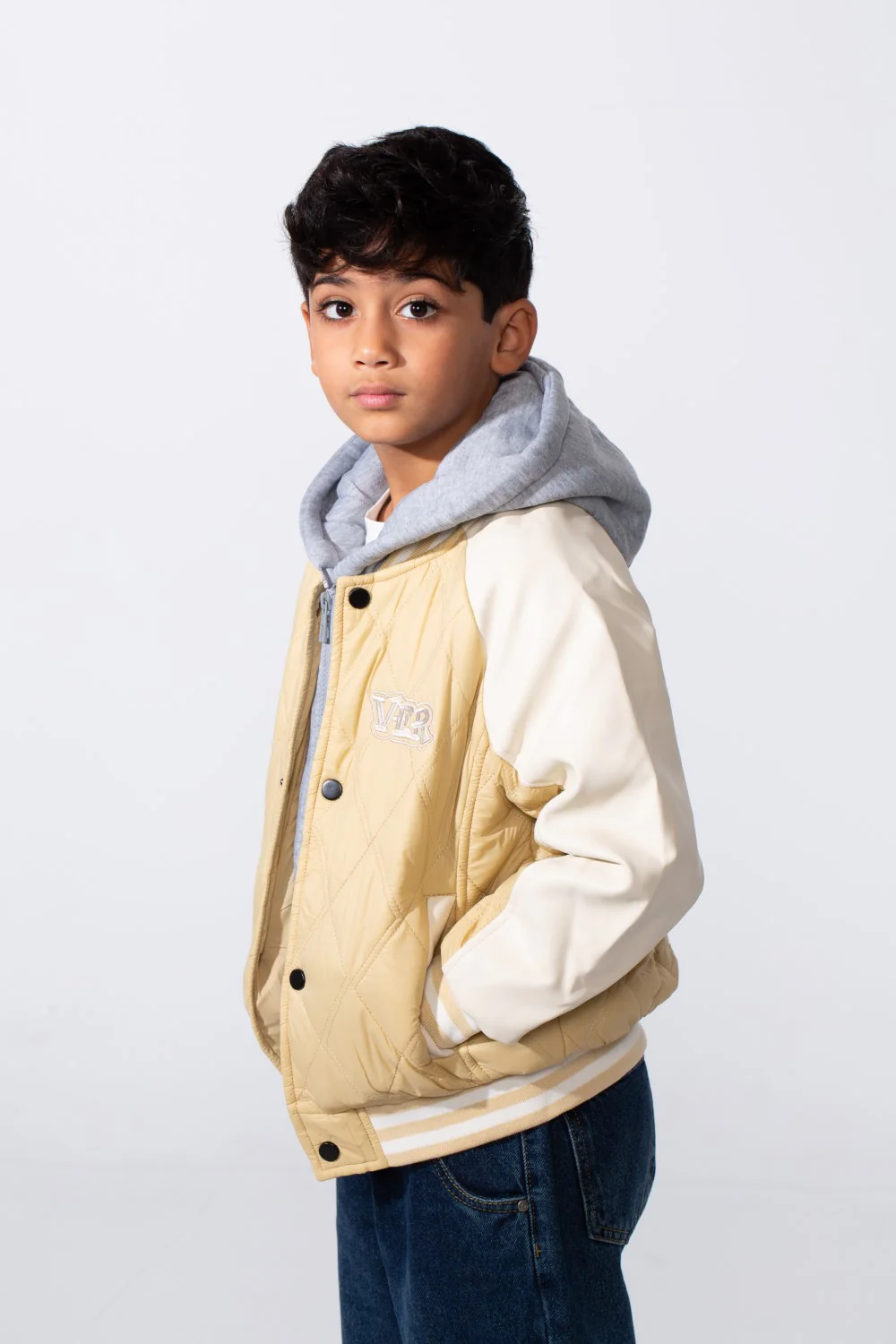 Boy's Double Layer Melton Hood Water Proof Baseball Varsity Jacket - Image 8