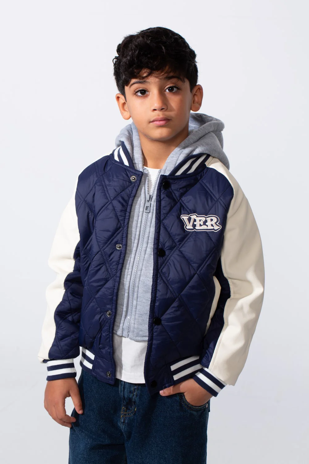 Boy's Double Layer Melton Hood Water Proof Baseball Varsity Jacket - Image 9