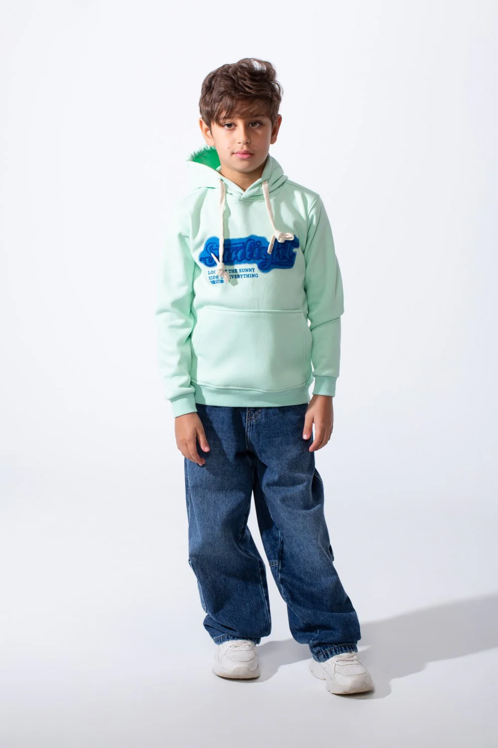 Boy's Drawstring Hood Front Kangaroo Pockets Bold Graphic Text Print Everyday Practicality Modern Sweatshirt - Image 11