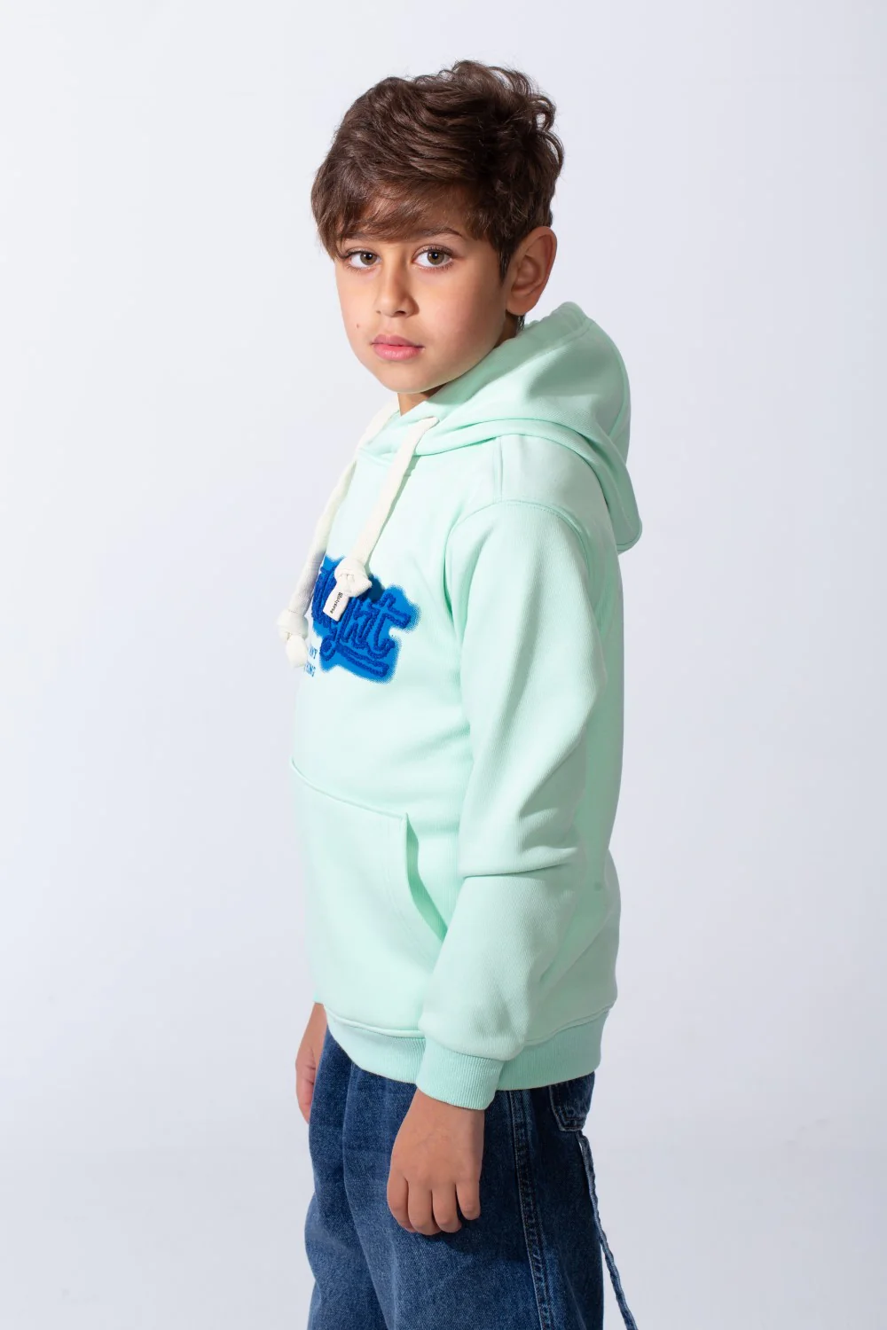 Boy's Drawstring Hood Front Kangaroo Pockets Bold Graphic Text Print Everyday Practicality Modern Sweatshirt - Image 12