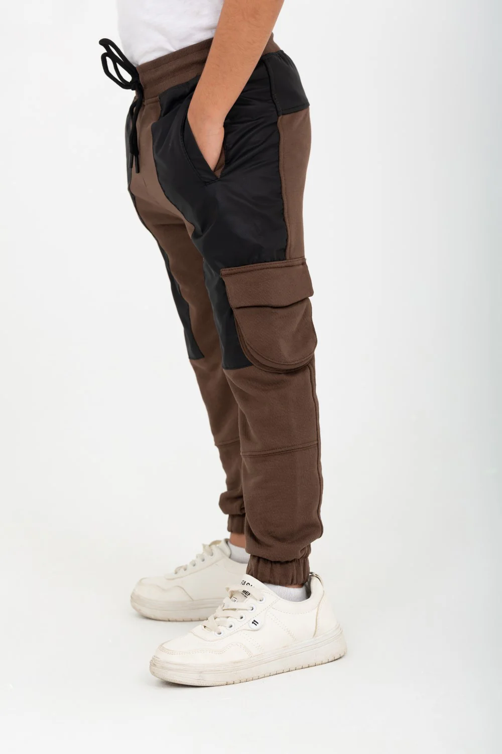 Boy's Elastic Waist Comfortable Leather Sweatpants - Image 3