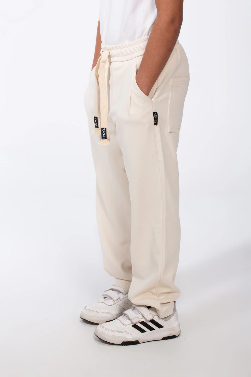 Boy's Elasticated Ribbed Waistband Deep Side Seam Pockets Over Size Fit Casual Outings Sweat Pants - Image 10