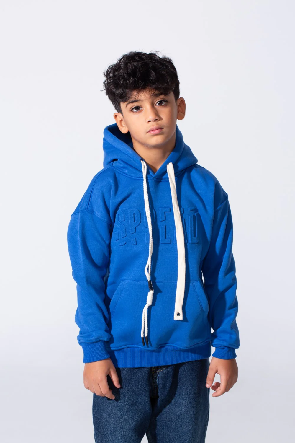 Boy's Embossed Hooded Tomato Store Sweatshirt Kangaroo Pocket Oversized Melton Fabric - Image 12