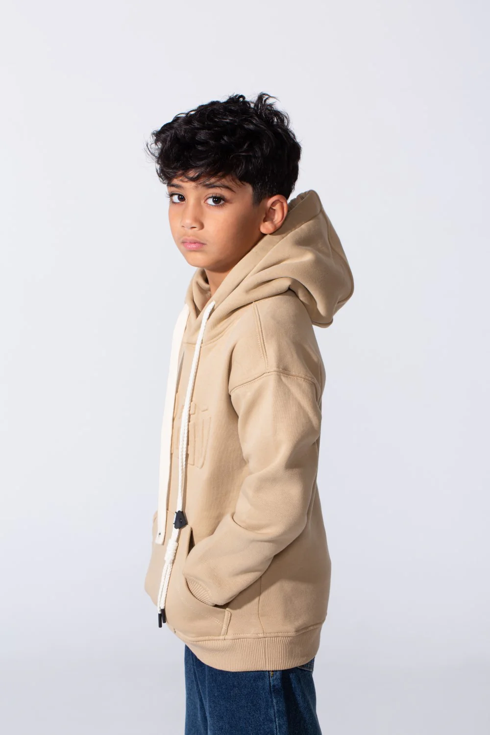 Boy's Embossed Hooded Tomato Store Sweatshirt Kangaroo Pocket Oversized Melton Fabric - Image 8