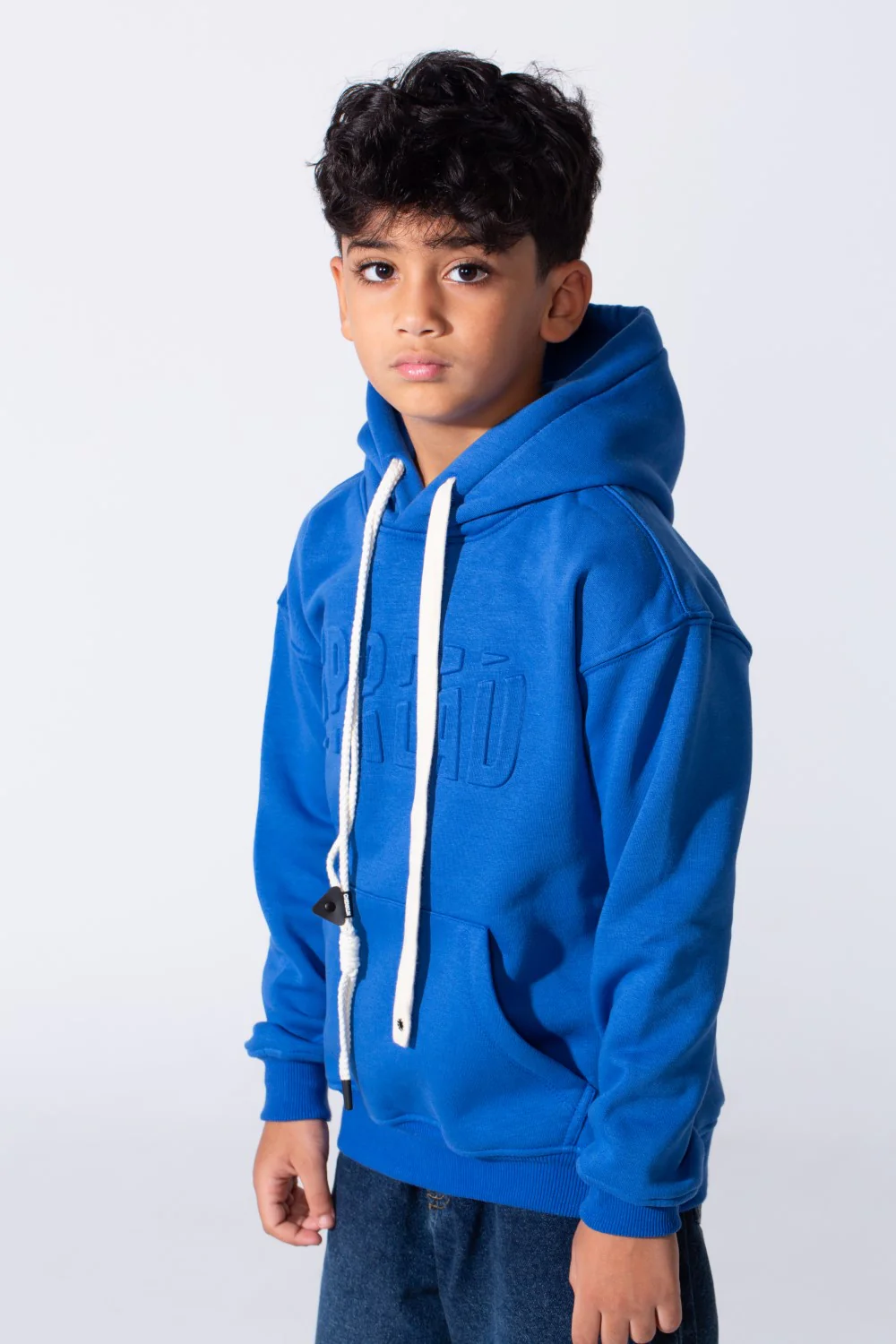Boy's Embossed Hooded Tomato Store Sweatshirt Kangaroo Pocket Oversized Melton Fabric - Image 9