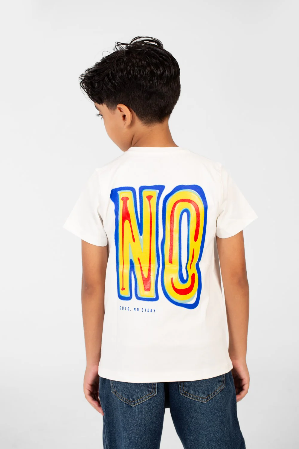 Boy's Front And Back No Print T-shirt With Short Sleeves And A Round Neck - Image 10