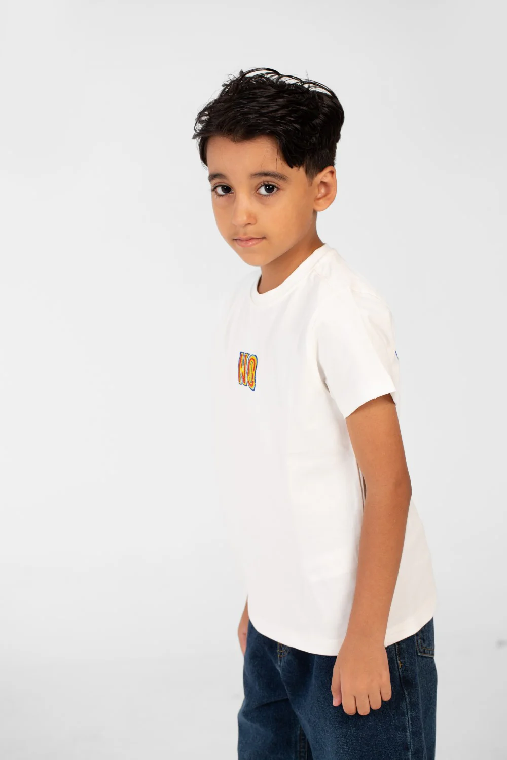 Boy's Front And Back No Print T-shirt With Short Sleeves And A Round Neck - Image 11