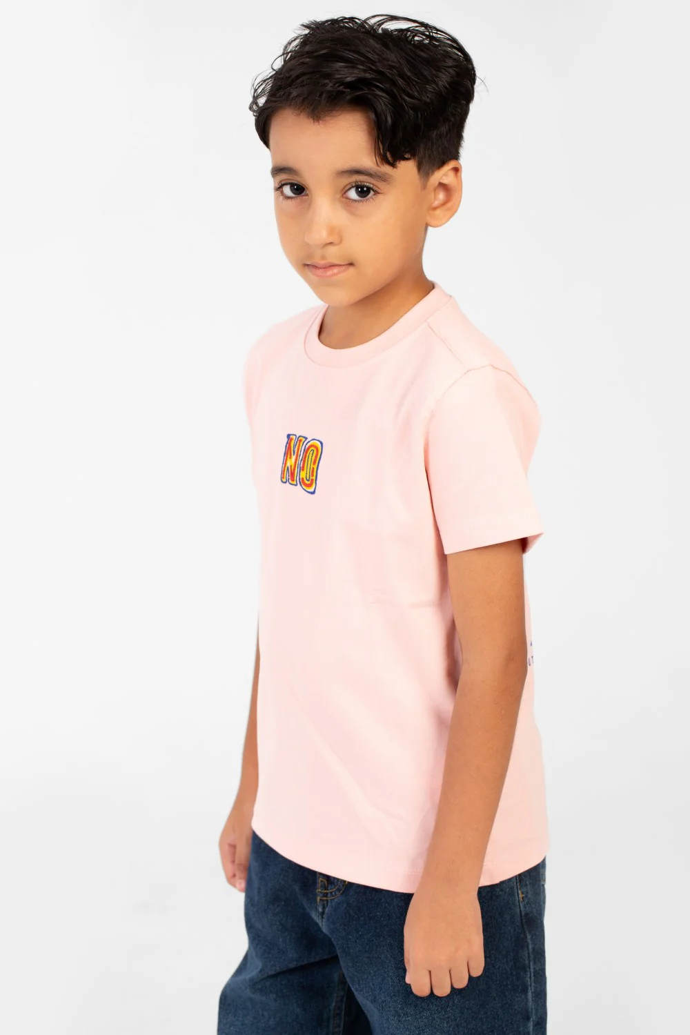 Boy's Front And Back No Print T-shirt With Short Sleeves And A Round Neck - Image 3