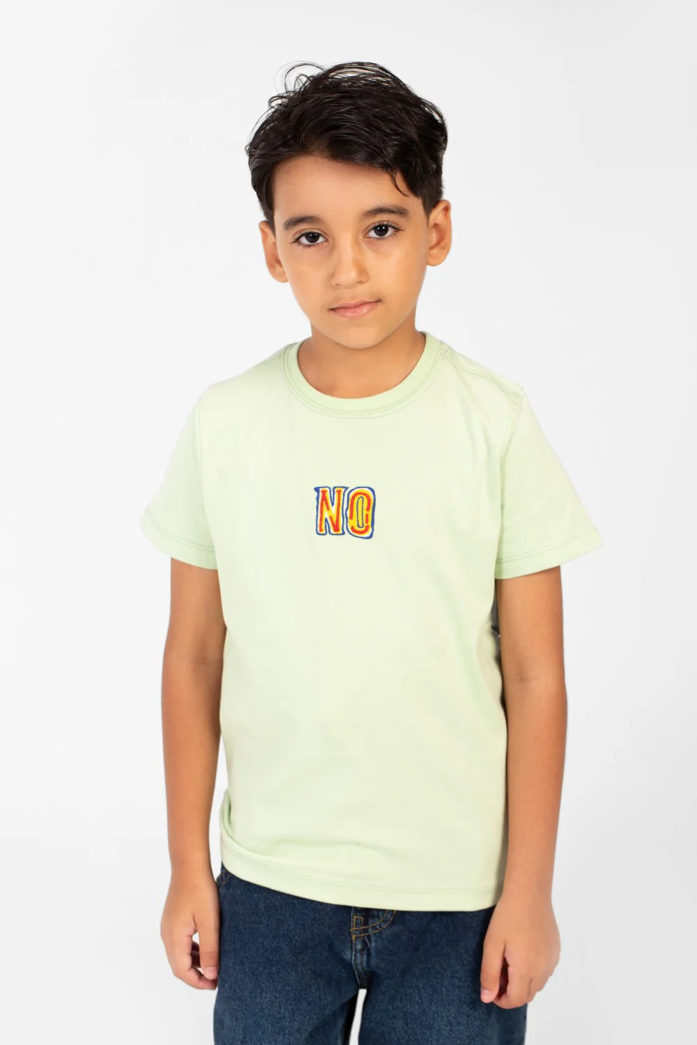 Boy's Front And Back No Print T-shirt With Short Sleeves And A Round Neck - Image 5