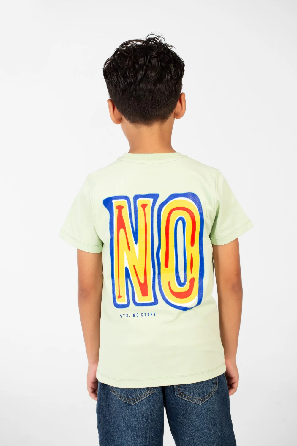 Boy's Front And Back No Print T-shirt With Short Sleeves And A Round Neck - Image 6