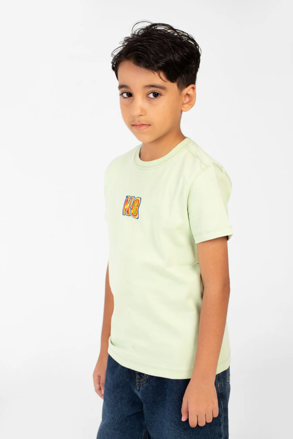 Boy's Front And Back No Print T-shirt With Short Sleeves And A Round Neck - Image 7