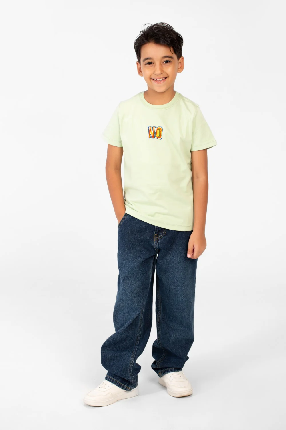 Boy's Front And Back No Print T-shirt With Short Sleeves And A Round Neck - Image 8