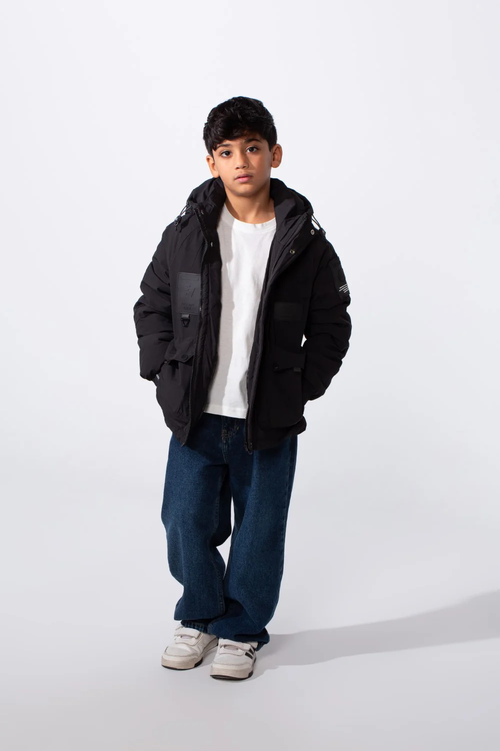 Boy's Front Pockets Waterproof Full-Zip Hooded Jacket - Image 3
